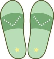a pair of green slippers with stars on them vector