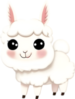 ai généré fermer de une mignonne dessin animé lama icône. png