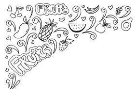 Various fruit sketch on white background. vector