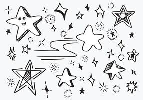 Hand drawn stars set. Star doodles collection on white background. vector