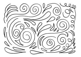 Hand drawn vector sketchy Doodle cartoon set of curls and swirls decorative elements for concept design