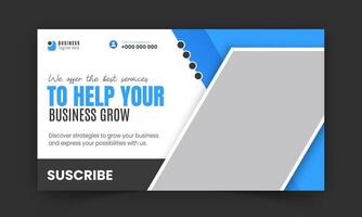 Corporate business video thumbnail and web banner design template, modern creative gaming thumbnail for gaming video promotion and live video streaming abstract blue color shape on white background vector