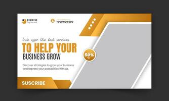 Amazing business video thumbnail and web banner design template, modern creative gaming thumbnail for gaming video promotion and live video streaming, abstract gold color shape on white background vector