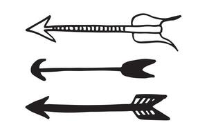 Set of black hand drawn arrows. Hipster ethnic vector elements isolated on white background.vector illustration.