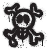 Spray Painted Graffiti skull Sprayed. graffiti skull icon with over spray in black over white. Vector illustration.