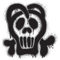 Spray Painted Graffiti skull Sprayed. graffiti skull icon with over spray in black over white. Vector illustration.