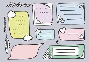 Bullet journal hand drawn vector elements.Doodle frames and banners  isolated on white background.