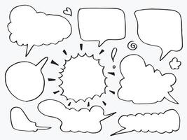 Set of hand drawn sketch Speech bubbles. Vector illustration