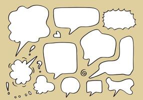 Set of hand drawn sketch Speech bubbles. Vector illustration