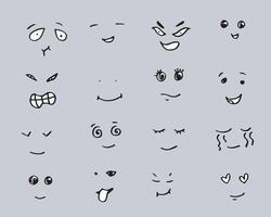 Set of emotional hand drawn faces.Smile different emotions. vector