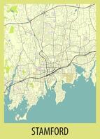 Poster map of Stamford, Connecticut, USA vector