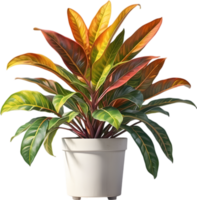 AI generated Watercolor painting of a Crotons plant. png