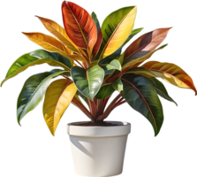 AI generated Watercolor painting of a Crotons plant. png