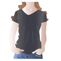 Female Black Shirt Tee Mock Up Vector