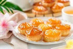 AI generated Kue nastar or pineapple tart. indonesian eid snack, kue lebaran photo