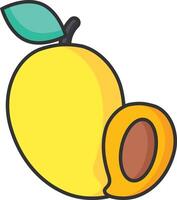a mango with a slice cut out of it vector