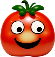 AI generated Cute Cartoon Tomato icon, Kawaii Tomato clipart. png