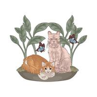 Illustration of two cats vector