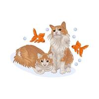 Illustration of two cats vector