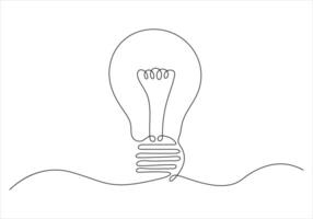 Continuous one line drawing of light bulb out line vector art illustration