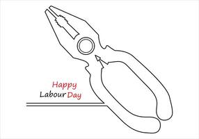 Continuous one line drawing of International labour day out line vector art illustration