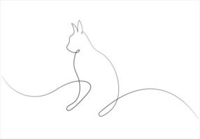 Continuous one line drawing of cat out line vector art illustration