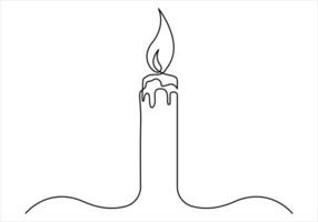 One line drawing of candle out line vector art illustration