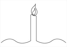 One line drawing of candle out line vector art illustration