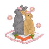 Illustration of two rabbits vector