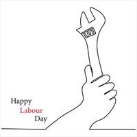 Continuous one line drawing of International labour day out line vector art illustration