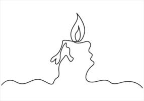 One line drawing of candle out line vector art illustration