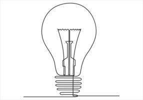 Continuous one line drawing of light bulb out line vector art illustration