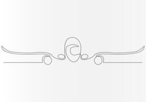 Continuous one line drawing of airplane out line vector art illustration