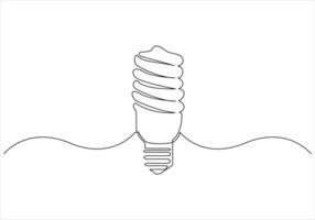 Continuous one line drawing of light bulb out line vector art illustration