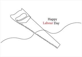 Continuous one line drawing of International labour day out line vector art illustration