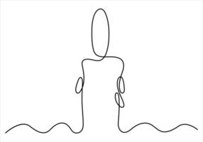 One line drawing of candle out line vector art illustration