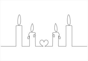 One line drawing of candle out line vector art illustration