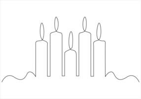 One line drawing of candle out line vector art illustration