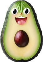 ai generado linda dibujos animados aguacate icono, kawaii aguacate clipart. png