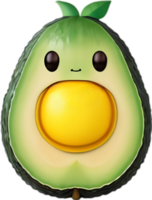 AI generated Cute Cartoon Avocado icon, Kawaii Avocado clipart. png