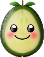 ai generado linda dibujos animados aguacate icono, kawaii aguacate clipart. png