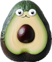 AI generated Cute Cartoon Avocado icon, Kawaii Avocado clipart. png