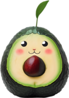 ai gegenereerd schattig tekenfilm avocado icoon, kawaii avocado clip art. png
