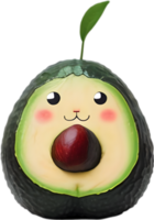 AI generated Cute Cartoon Avocado icon, Kawaii Avocado clipart. png