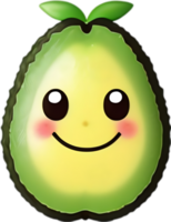 AI generated Cute Cartoon Avocado icon, Kawaii Avocado clipart. png