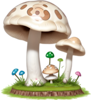 ai généré mignonne dessin animé champignon icône png