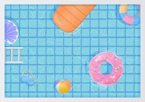 Summer background with inflatable ring in swimming pool vector