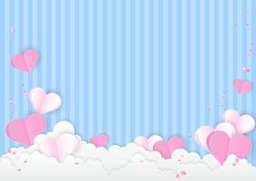 Heart paper and cloud on blue background vector