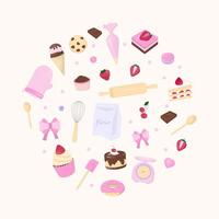 Sweet bakery and kitchen utensils banner vector