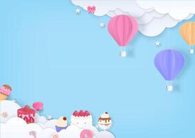 Sweet bakery and pastel balloon on blue background vector